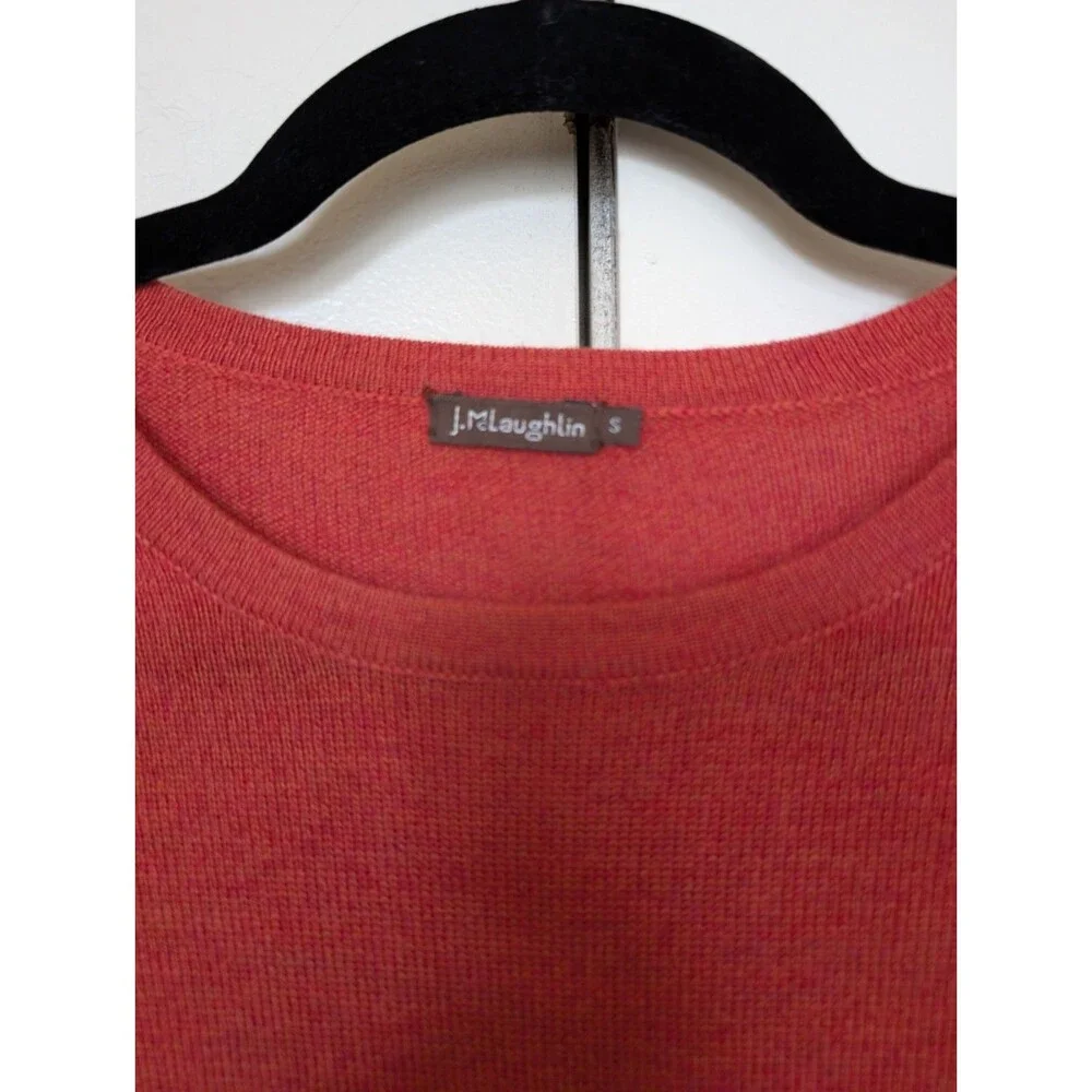 J. McLaughlin Merino Crewneck Sweater Orange Rust S Classic Minimalist...